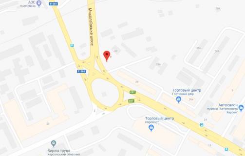 Billboard A in Kherson Mikolaivs'ke sose/r-n bazi "Vtorcermet"/r-n zaliznicnogo mosta scheme