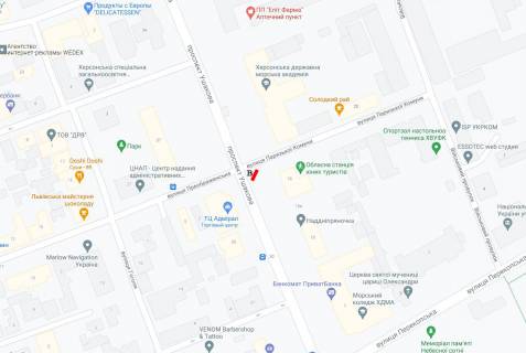 Billboard  in Kherson Usakova av./ Parizs'koi Komuni st. scheme
