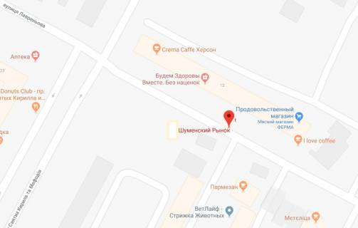 Billboard B in Kherson Lavreneva st./Sumens'kij rinok  scheme