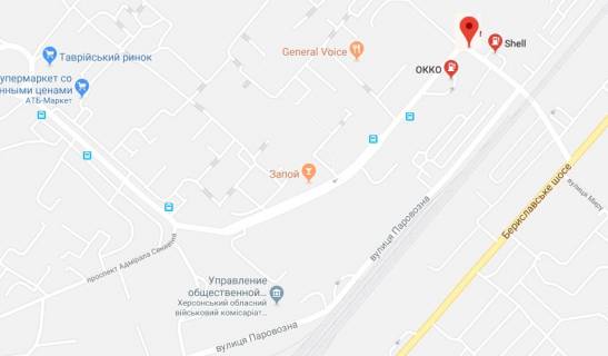 Billboard B in Kherson, 3х6 м.  Adm.Senavina av.(r-n zaliznicnogo pereizdu) livij scheme