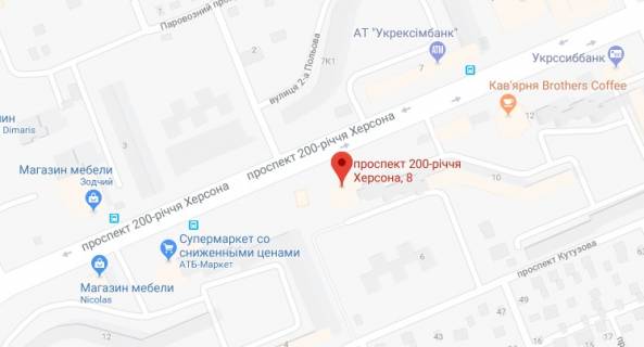 Billboard A in Kherson 200-ricca Hersona 8 ( Sil'po, Eko-Market, DC, Billa) scheme