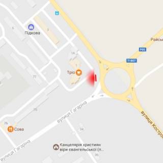 Billboard B in Rivne, 6х3м  m. Rivne, st. V. Cervonia, perehresta z st. L'onokombinativs'kou scheme