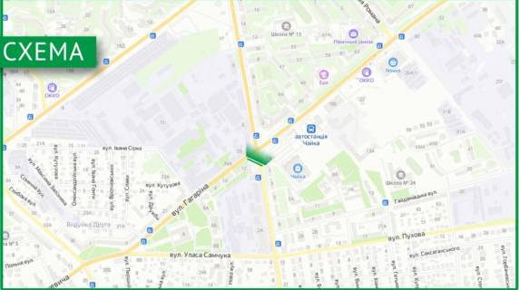 Video Billboard A in Rivne, 6х3м  m. Rivne, st. A.Grusevs'kogo, v rajoni perehresta z st. Gagarina - 443614 scheme