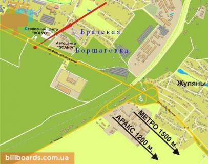 Billboard A in Kyiv, 3х6  Vel.Kil'ceva doroga/st.Trublaini (naav.Lerua Marlen,NOVUS, Renault - v stor.TC Epicentr/Metro)-niznij arus scheme