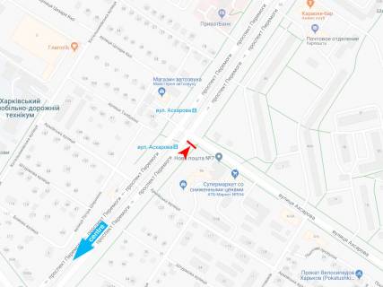Billboard A in Dnipro (Dnipropetrovsk), 3х6  Peremogi pr-t - Ahsarova st., z centru scheme