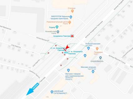 Citylight A in Kharkiv, 1,24х1,84  Akademika Pavlova st., 271 (1) (zupinka st. m. Akademika Pavlova), v centr scheme