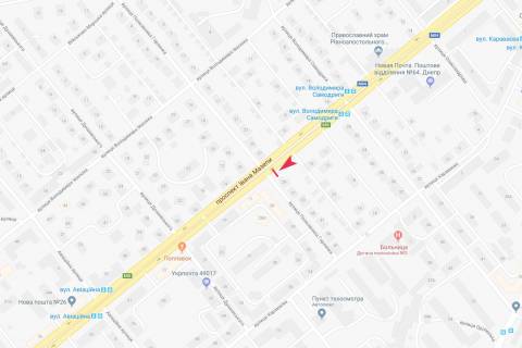 Billboard B in Dnipro (Dnipropetrovsk), 3x6  Ivana Mazepi prosp. -  Polkovnika Gorlenka st. scheme