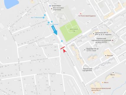 Billboard B in Kharkiv, 3х6  Klockivs'ka st., 229, z centru scheme