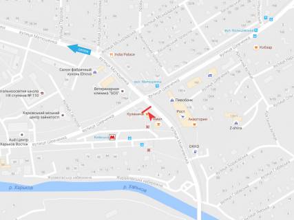 Billboard B in Kharkiv, 2,88х5,76  Mojseivs'ka st. - Sevcenka st., v centr   ( VIP ) rozmir 5760h2880 scheme