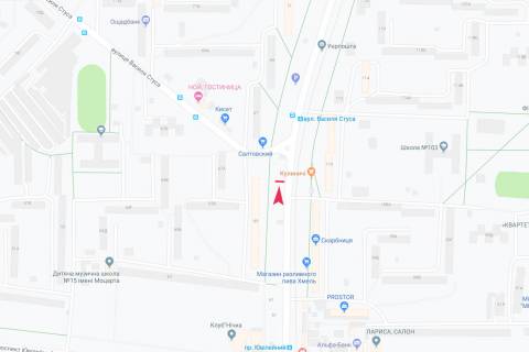 Billboard B in Kharkiv, 3х6  Traktorobudivnikiv pr-t, 65 - Vasila Stusa st., z centru scheme