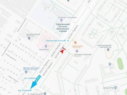Billboard A in Dnipro (Dnipropetrovsk), 3х6  Peremogi pr-t, 50-B, z centru scheme