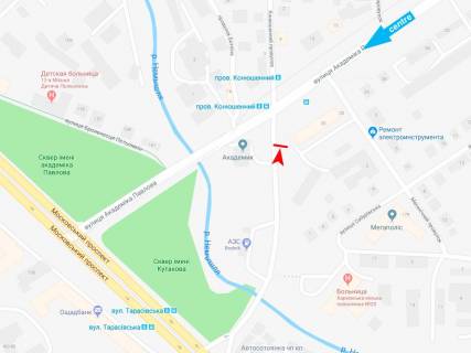 Billboard A in Kharkiv, 3х6  Akademika Pavlova st., 20, z centru  (prov. Konusennij) scheme