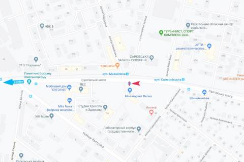 Billboard B in Kharkiv, 1,24х1,84  Saltivs'ke sose, 12 (zupinka Mihajlika), v centr scheme