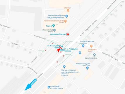 Citylight B in Kharkiv, 1,24х1,84  Akademika Pavlova st., 271 (1) (zupinka st. m. Akademika Pavlova), z centru scheme
