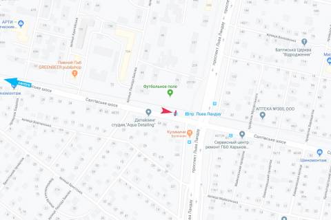 Citylight B in Kharkiv, 1,24х1,84  Saltivs'ke sose - L'va Landau, 227 (zupinka L'va Landau), z centru scheme