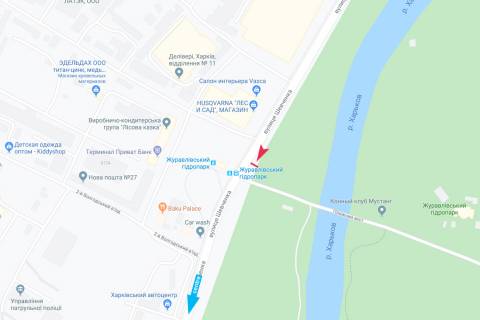 Billboard B in Kharkiv, 1,24х1,84  Sevcenka, 272 (zupinka Zuravlivs'kij gidropark), v centr scheme