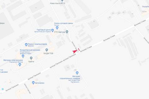 Billboard B in Dnipro (Dnipropetrovsk), 3x6  Slavi bul'var - Praci pr-t, 15 (z/m Sokol - 2) scheme