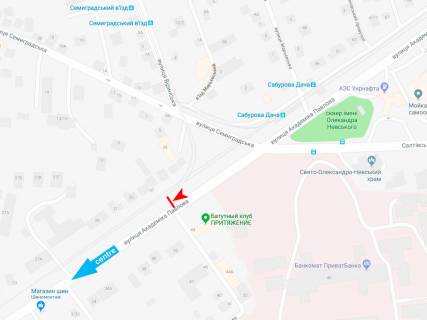 Billboard A in Kharkiv, 3х6  Akademika Pavlova st., 39-A, v centr  (15-a likarna) scheme