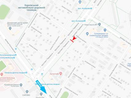 Billboard B in Dnipro (Dnipropetrovsk), 3х6  Peremogi pr-t - Armijs'ka st., v centr scheme