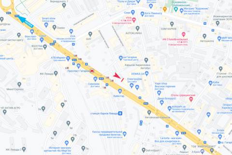 Billboard A in Kharkiv, 12,48х10,56  Gagarina pr-t, 20, m. pr-t Gagarina, z centru (ORGTEHNIKA, gipermarket KLASS, Avtovokzal "Levada", doroga v aeroport) scheme