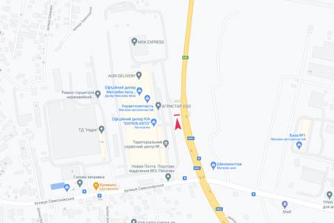 Billboard B in Dnipro (Dnipropetrovsk), 3х6  Okruzna doroga - Novo-Bavars'kij pr-t (2) (Harkiv-avto), v misto scheme