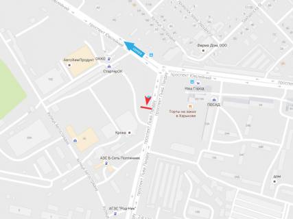 Billboard A in Kharkiv, 6х3  L'va Landau pr-t + Uvilejnij pr-t scheme