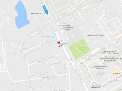 Citylight A in Kharkiv, 1,24х1,84  Klockivs'ka st. - Kazahstans'ka st. (1) (zupinka st. Vartovih Neba (Tobol's'ka)) scheme