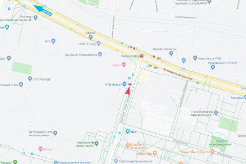 Billboard B in Kharkiv, 1,24х1,84  Petra Grigorenka pr-t, 2/144 (zupinka st. m. Palac Sportu), v centr scheme