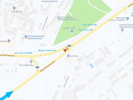 Billboard B in Dnipro (Dnipropetrovsk), 3х6  Poltavs'kij slah st. - Zalutins'ka st. , v centr scheme