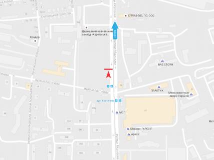 Billboard B in Kharkiv, 3х6  Morozova st. - Kosticeva st._SP Praktik, v centr scheme