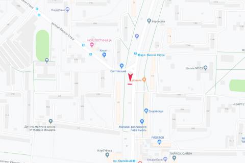 Billboard A in Kharkiv, 3х6  Traktorobudivnikiv pr-t, 65 - Vasila Stusa st., v centr scheme