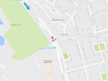 Billboard A in Kharkiv, 3х6  Klockivs'ka st. - Lali Ubijvovk st., v centr scheme