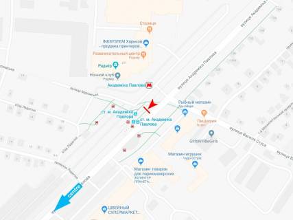 Citylight A in Kharkiv, 1,24х1,84  Akademika Pavlova st., 271 (2) (zupinka st. m. Akademika Pavlova), v centr scheme