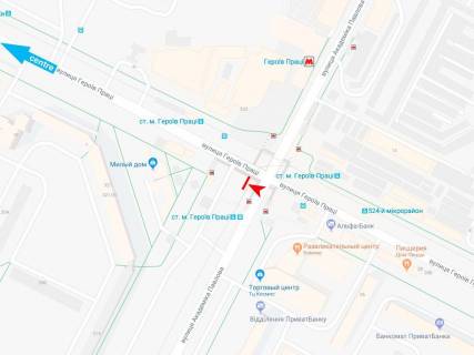 Billboard B in Kharkiv, 3х6  Нескорених (Героїв Праці) вул. - Академіка Павлова вул., в центр scheme