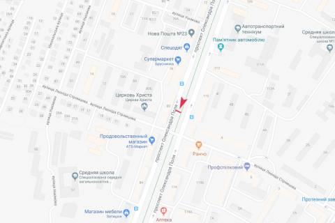 Billboard A in Dnipro (Dnipropetrovsk), 3x6  Oleksandra Pola pr-t, 80. Napramok ruhu transportu vgoru scheme