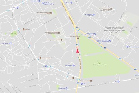 Billboard B in Dnipro (Dnipropetrovsk), 3x6  Zaporiz'ke sose, Topola - 3 z/m (navproti sportkompleks "Alan", pered svitloforom) scheme