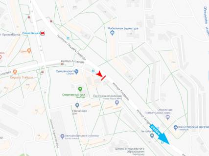 Billboard A in Dnipro (Dnipropetrovsk), 3х6  Ahsarova st., 30-A, v centr scheme