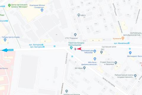 Citylight B in Kharkiv, 1,24х1,84  Saltivs'ke sose - Halturina (zupinka Ahiezeriv), v centr scheme