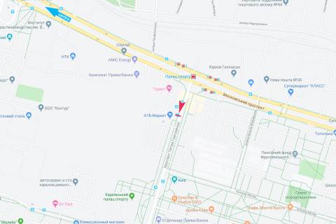 Billboard A in Kharkiv, 1,24х1,84  Petra Grigorenka pr-t, 2/144 (zupinka st. m. Palac Sportu), z centru scheme