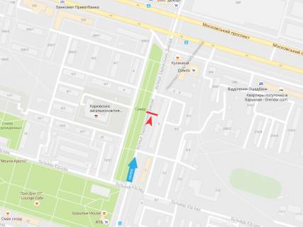 Billboard A in Kharkiv, 3х6  Harkivs'kih Divizij st., 5, v centr scheme