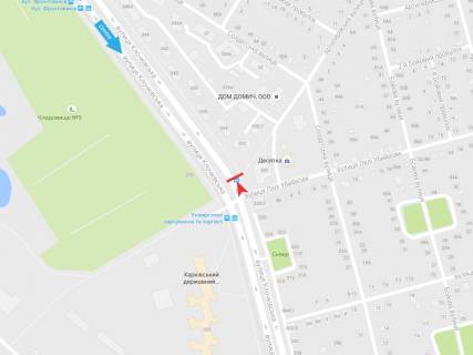 Billboard A in Kharkiv, 1,24х1,84  Klockivs'ka st. 330 (zupinka HDUHT) scheme