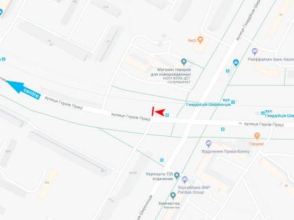 Billboard A in Kharkiv, 3х6  Geroiv Praci st., 25/71 - Gvardijciv-Sironinciv st., v centr scheme