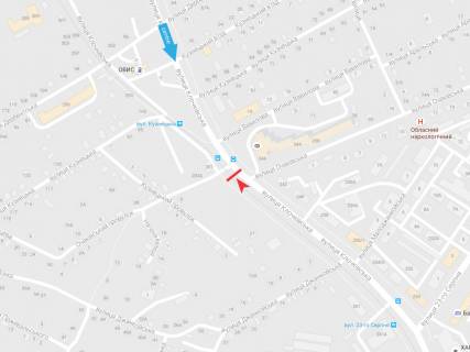 Citylight B in Kharkiv, 1,24х1,84  Klockivs'ka st. -  provulok Ocakivs'kij (zupinka st. Gasprins'kogo (Vavilova)) scheme