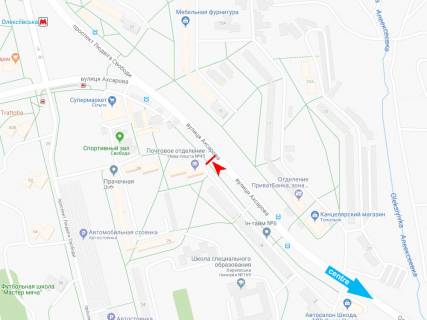 Billboard B in Dnipro (Dnipropetrovsk), 3х6  Ahsarova st., 16, z centru scheme