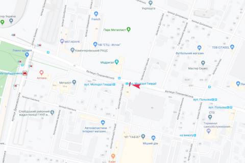 Citylight B in Kharkiv, 1,24х1,84  Plehanivs'ka, 96 (zupinka Dobrovol'civ (Molodoi Gvardii)), v centr scheme