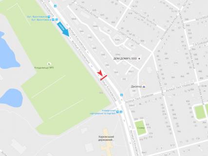 Billboard A in Kharkiv, 3х6  Klockivs'ka st., 334, v centr scheme