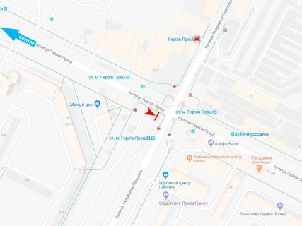 Billboard A in , 3х6  Нескорених (Героїв Праці) вул. - Академіка Павлова вул., з центру scheme