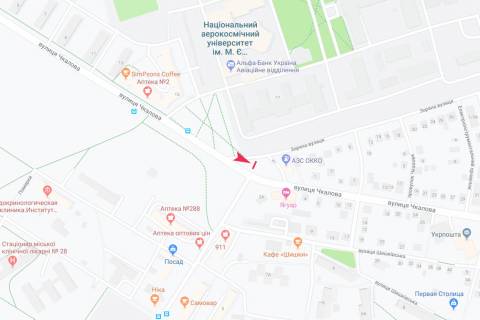 Billboard B in Zaporizhzhya Ckalova st. - Zvezdnaa st., iz centra scheme