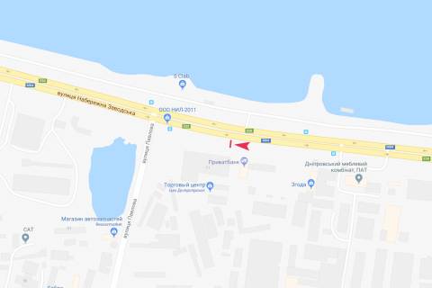 Billboard B in Dnipro (Dnipropetrovsk), 3х6  Naberezna Zavods'ka st., 11 (Ruh transportu z Centru) scheme