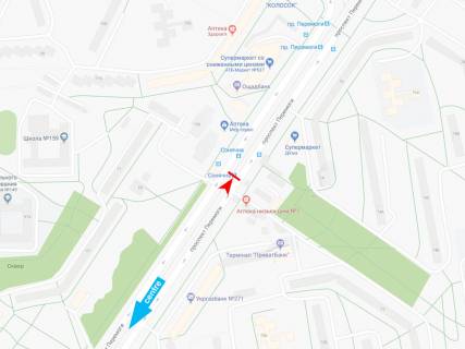 Citylight A in Kharkiv, 1,24х1,84  Pobedy av., 74 (ostanovka "Solnecnaa") scheme